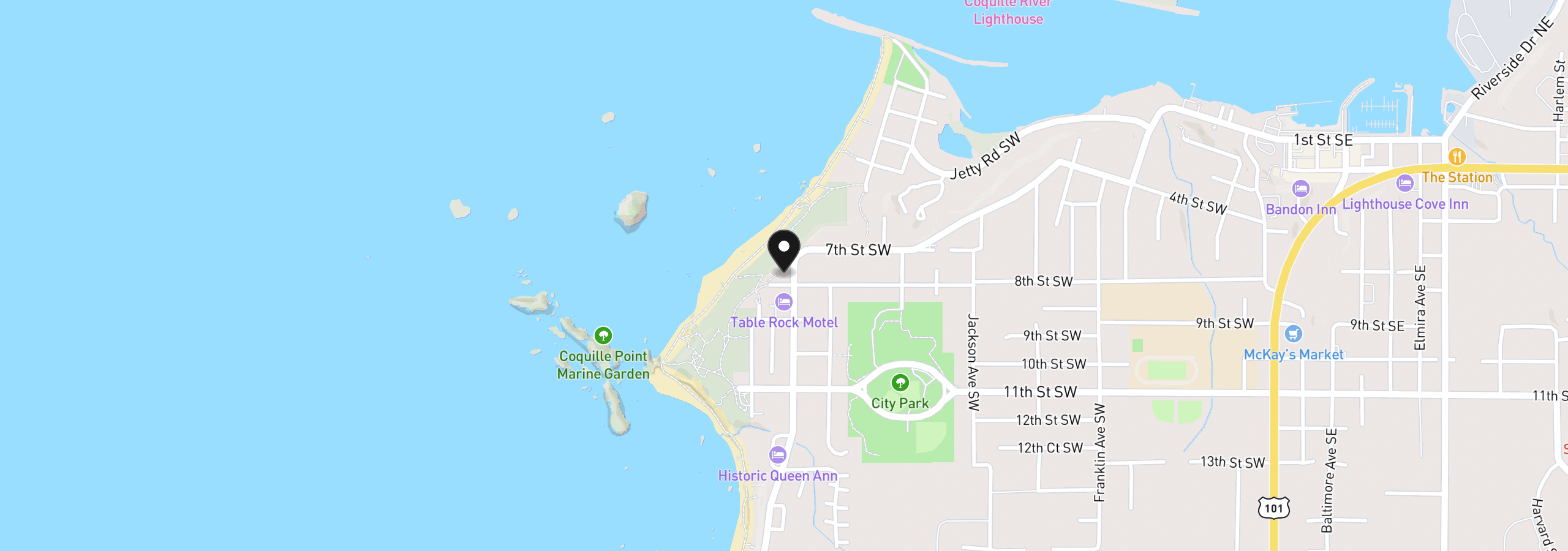 Map showing the location of 750 Beach Loop Dr, Bandon, OR 97411