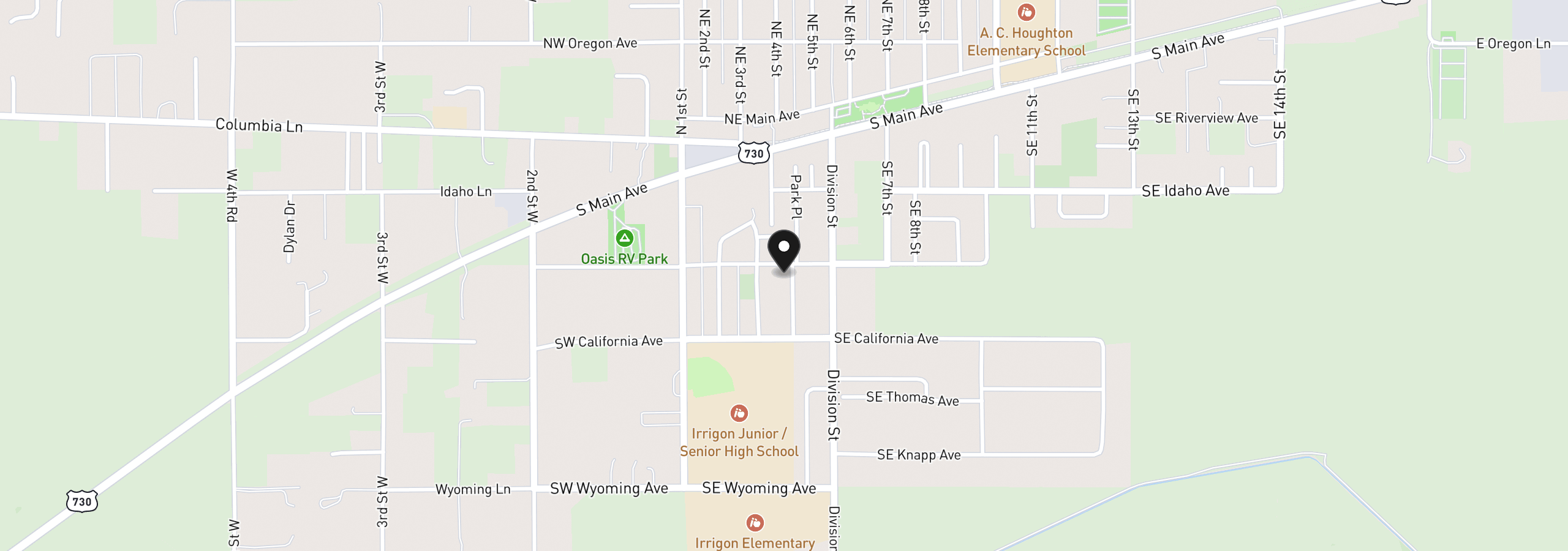 Map showing the location of 310 SE Greenwood St, Irrigon, OR 97844