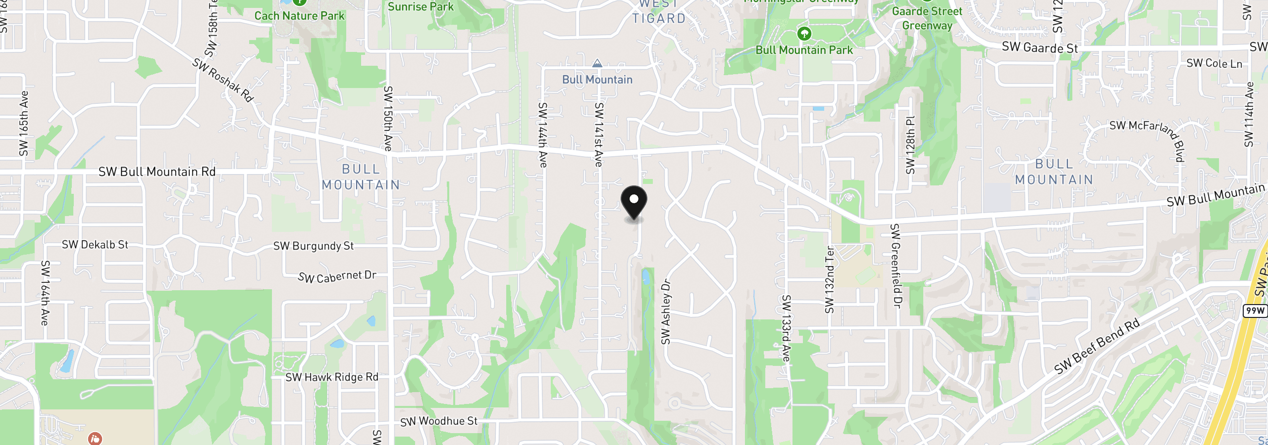 Map showing the location of 14705 SW 139th Ave, Portland, OR 97224