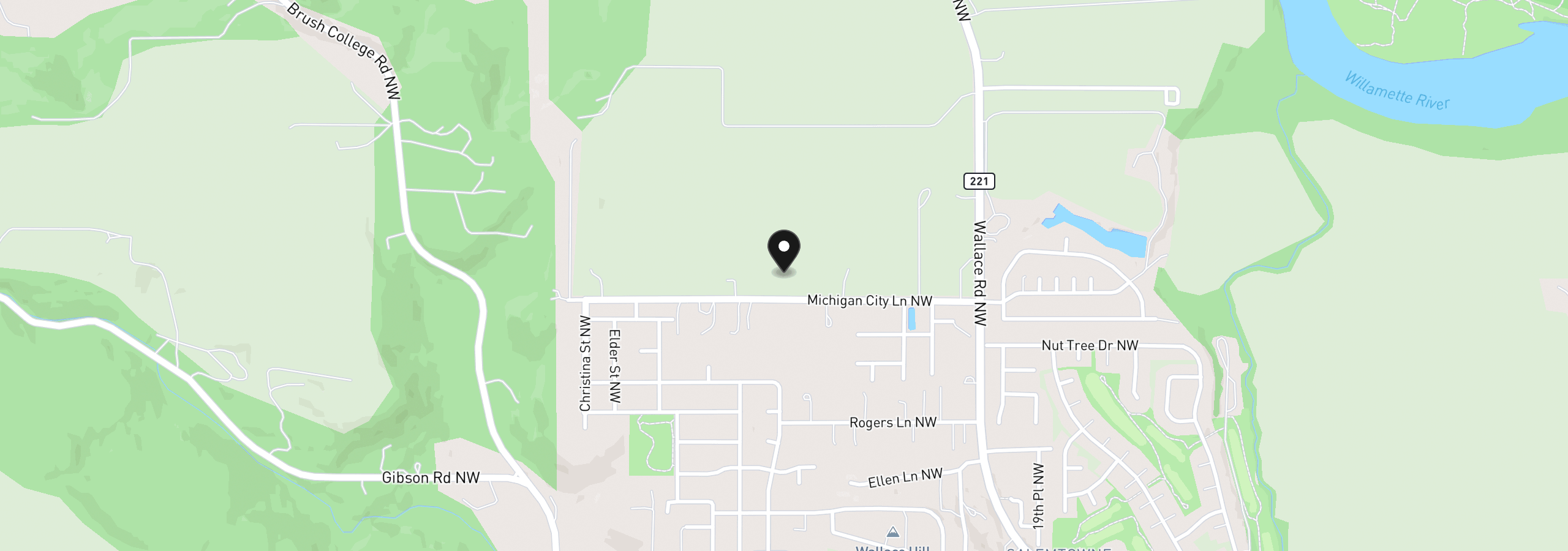 Map showing the location of Michigan City Ln Nw, Salem, OR 97304