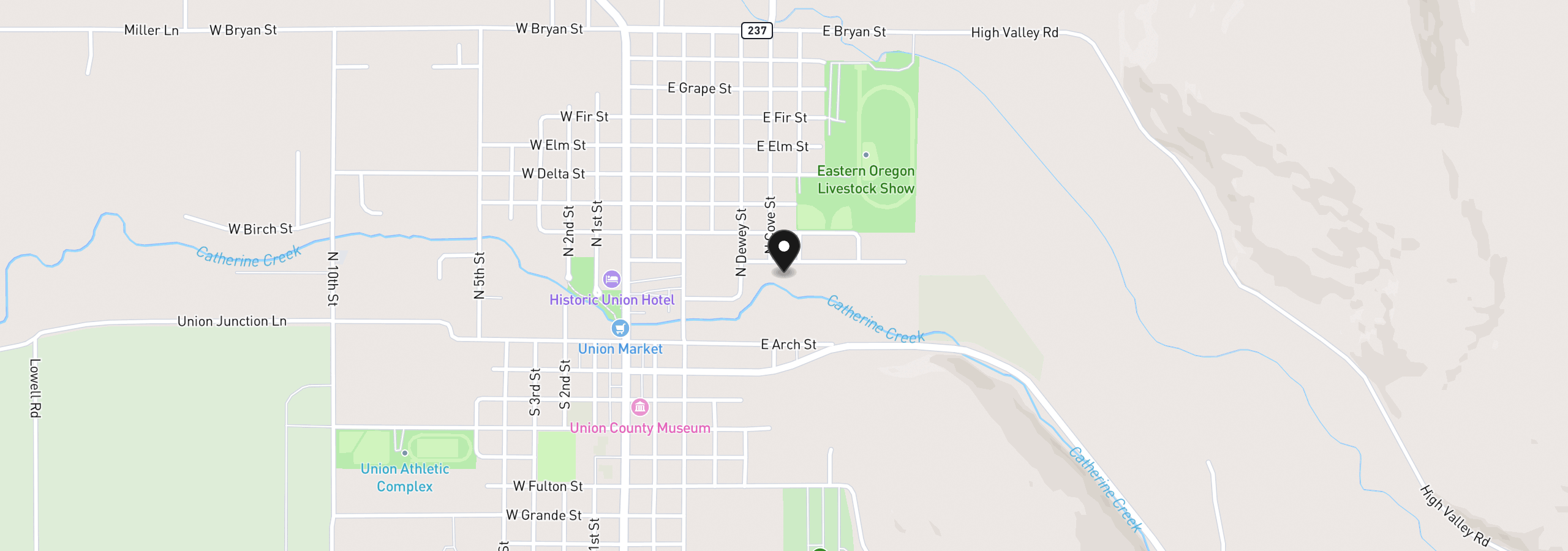 Map showing the location of 650 E Ash St, Union, OR 97883