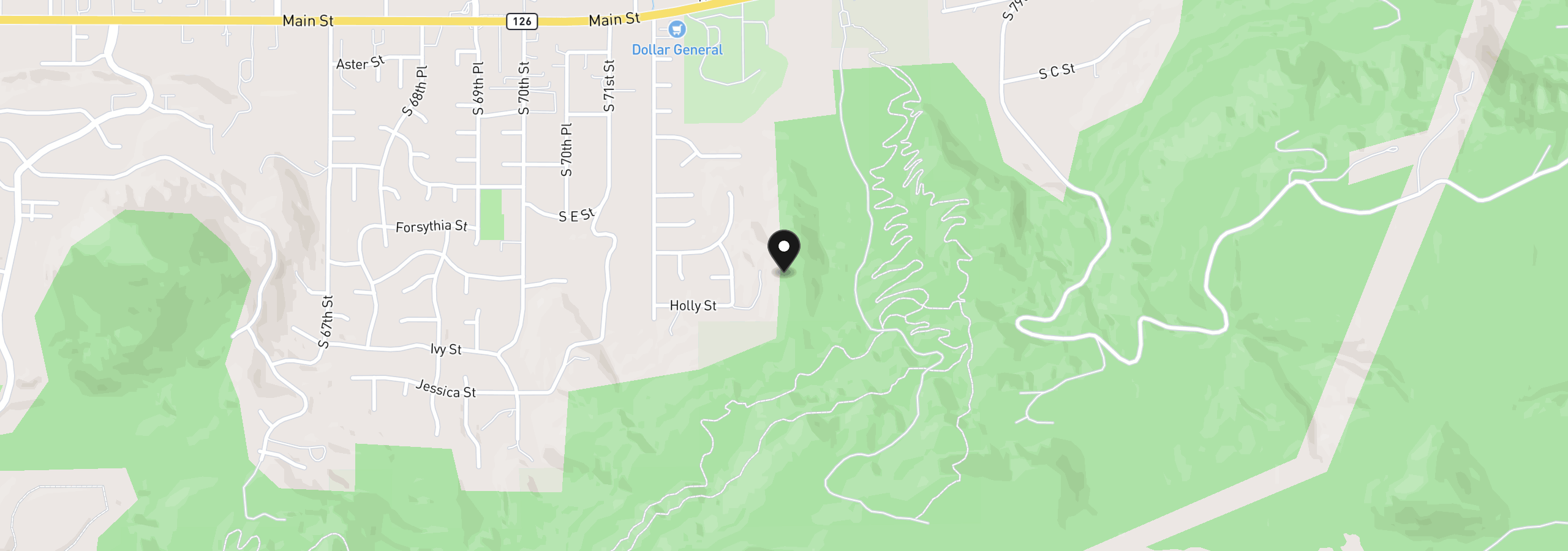 Map showing the location of S 73rd Ave, Springfield, OR 97478
