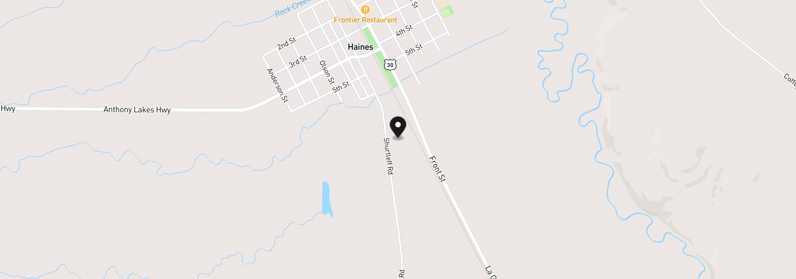 Map showing the location of 00 Shurtleff Rd, Haines, OR 97833