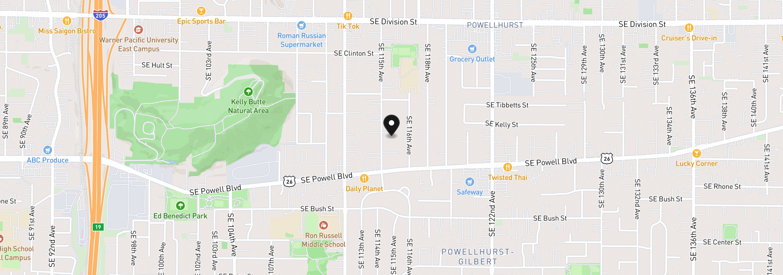Map showing the location of 3252 SE 115th Ave, Portland, OR 97266