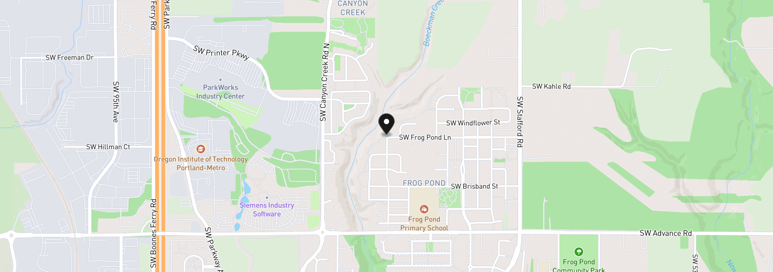 Map showing the location of 7463 SW Frog Pond Ln, Wilsonville, OR 97070
