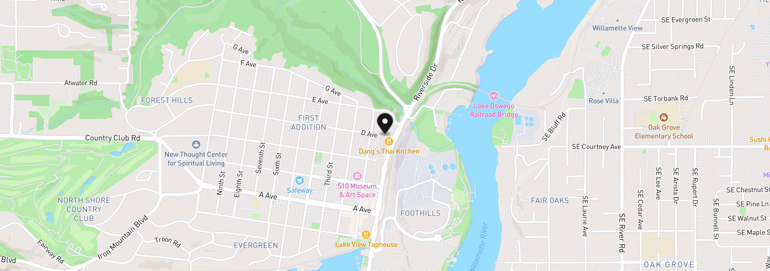 Map showing the location of 21 D Ave 4, Lake Oswego, OR 97034