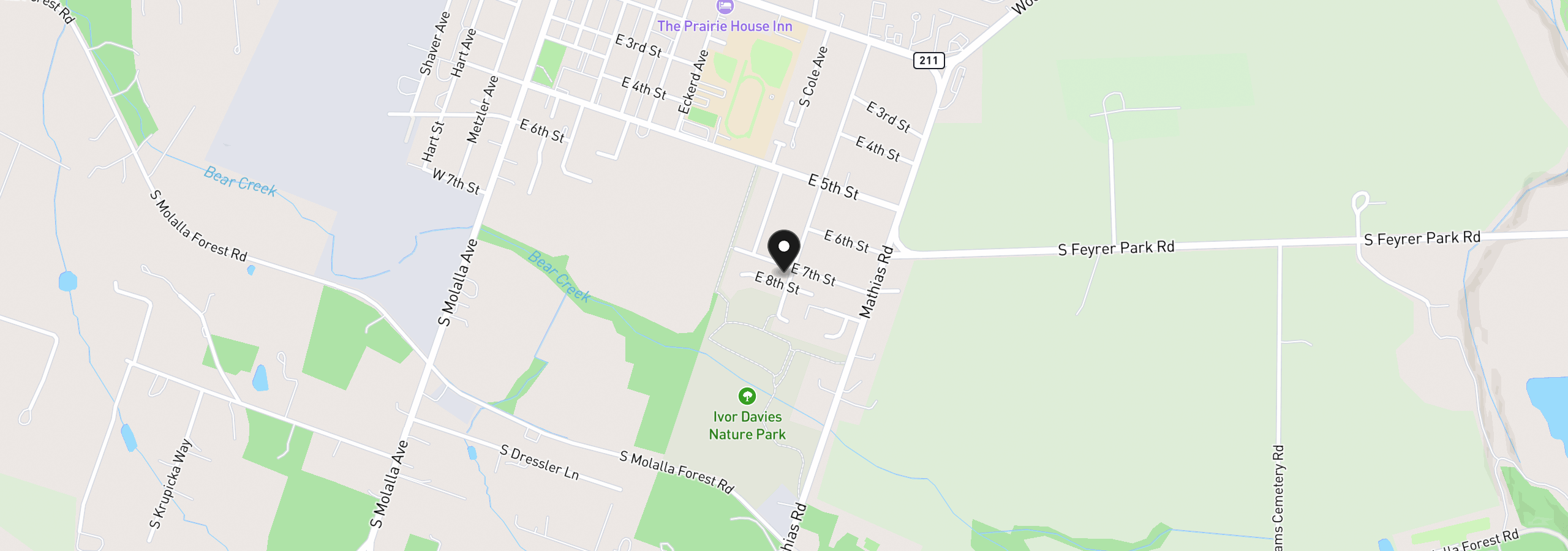 Map showing the location of 712 E 7th St, Molalla, OR 97038