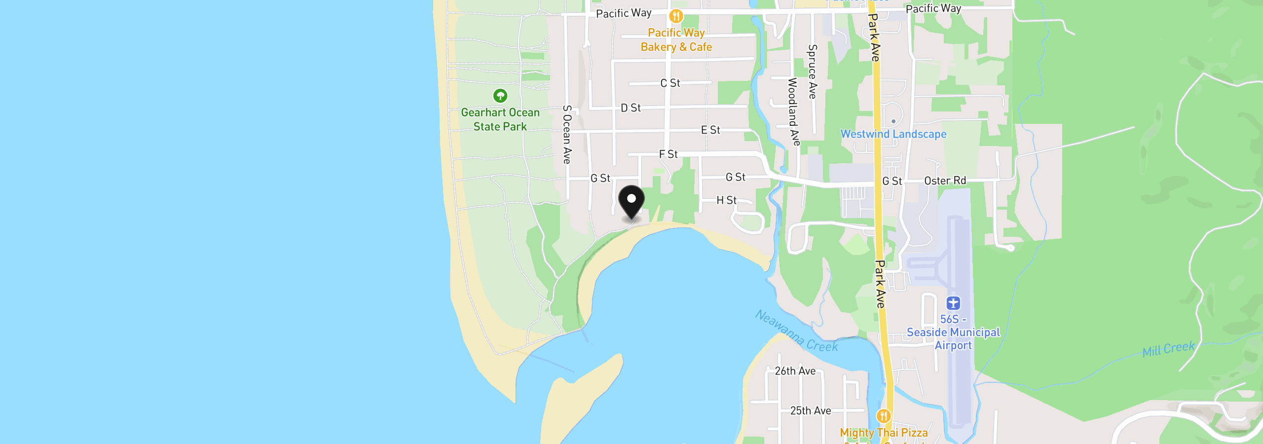 Map showing the location of Wellington Ave, Gearhart, OR 97138