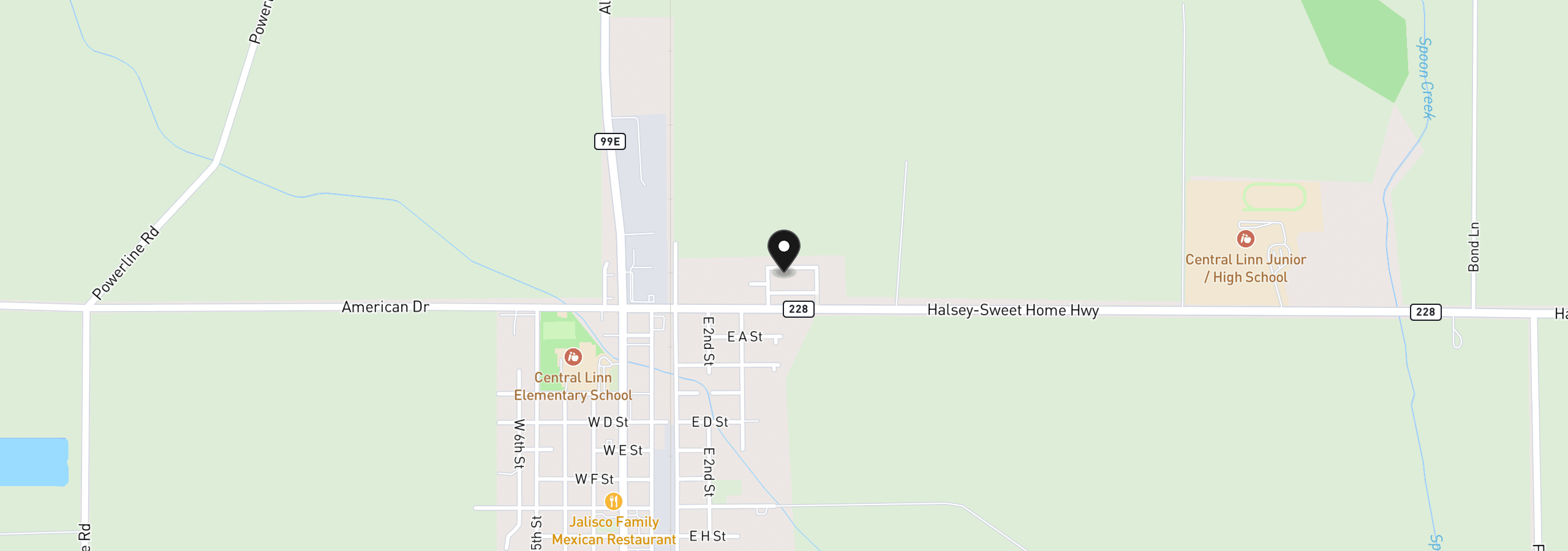 Map showing the location of 575 Egret Ave, Halsey, OR 97348
