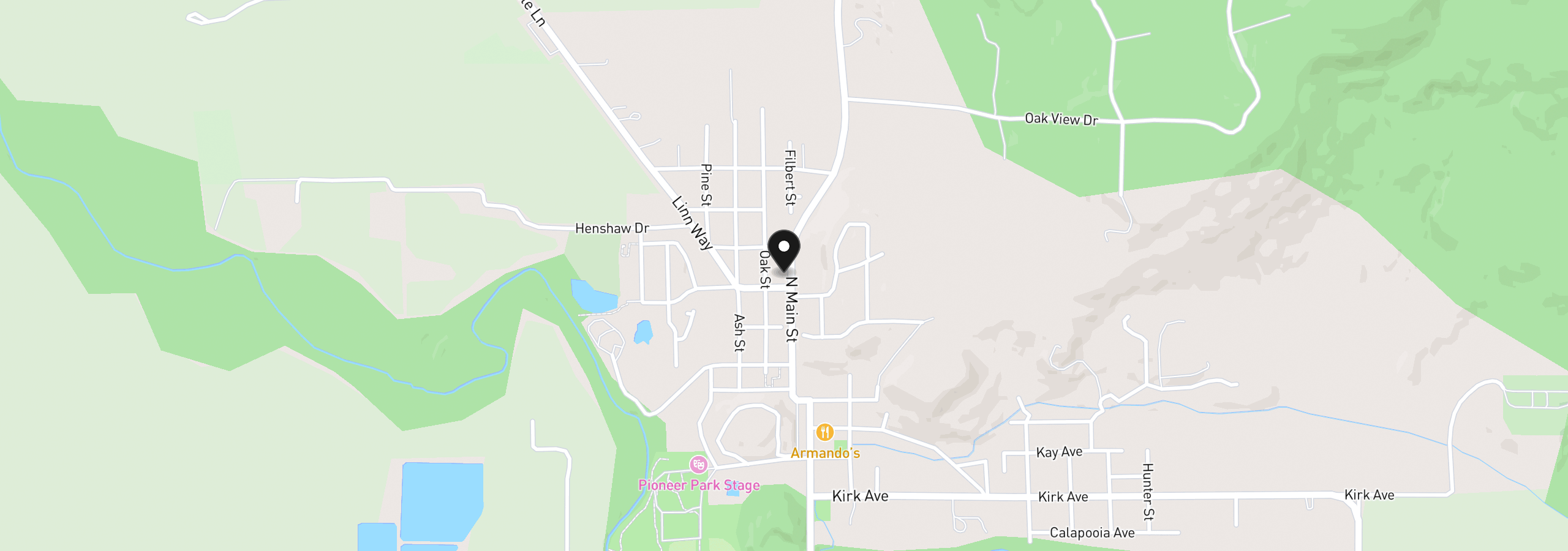 Map showing the location of 817 N Main St, Brownsville, OR 97327