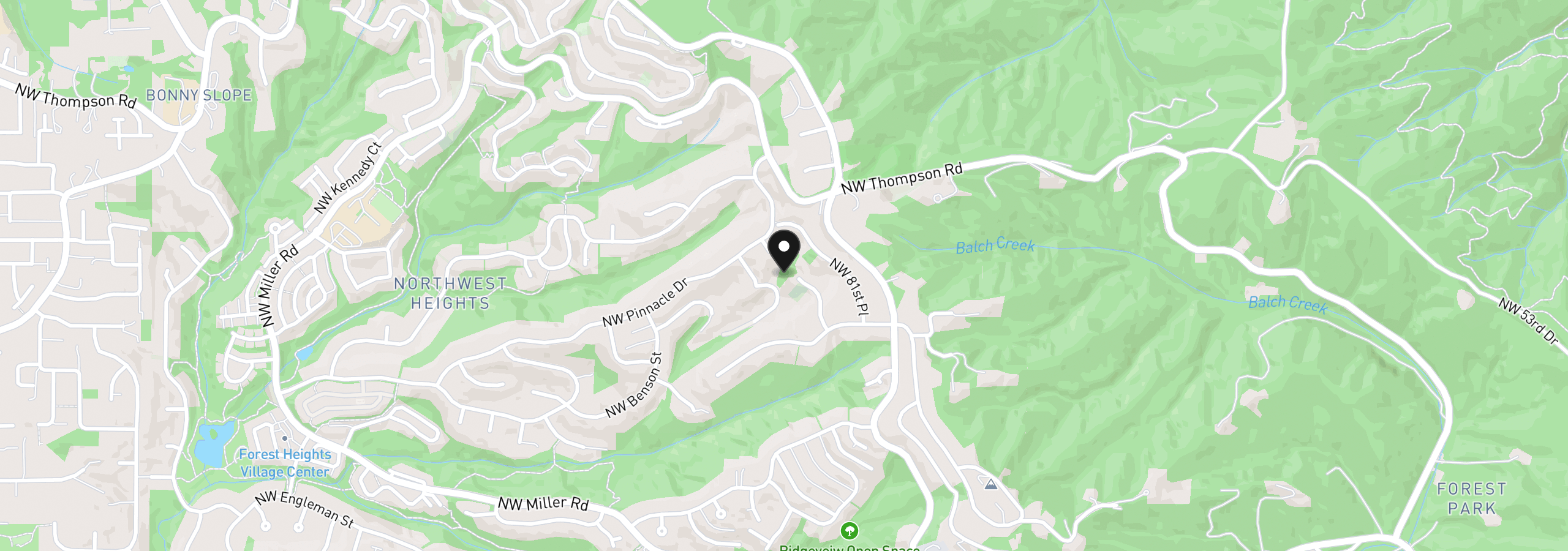 Map showing the location of NW 83rd Pl 4, Portland, OR 97229