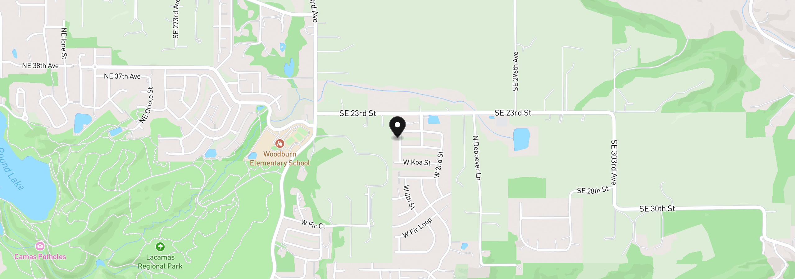 Map showing the location of 381 W Maple St, Washougal, Wa 98671