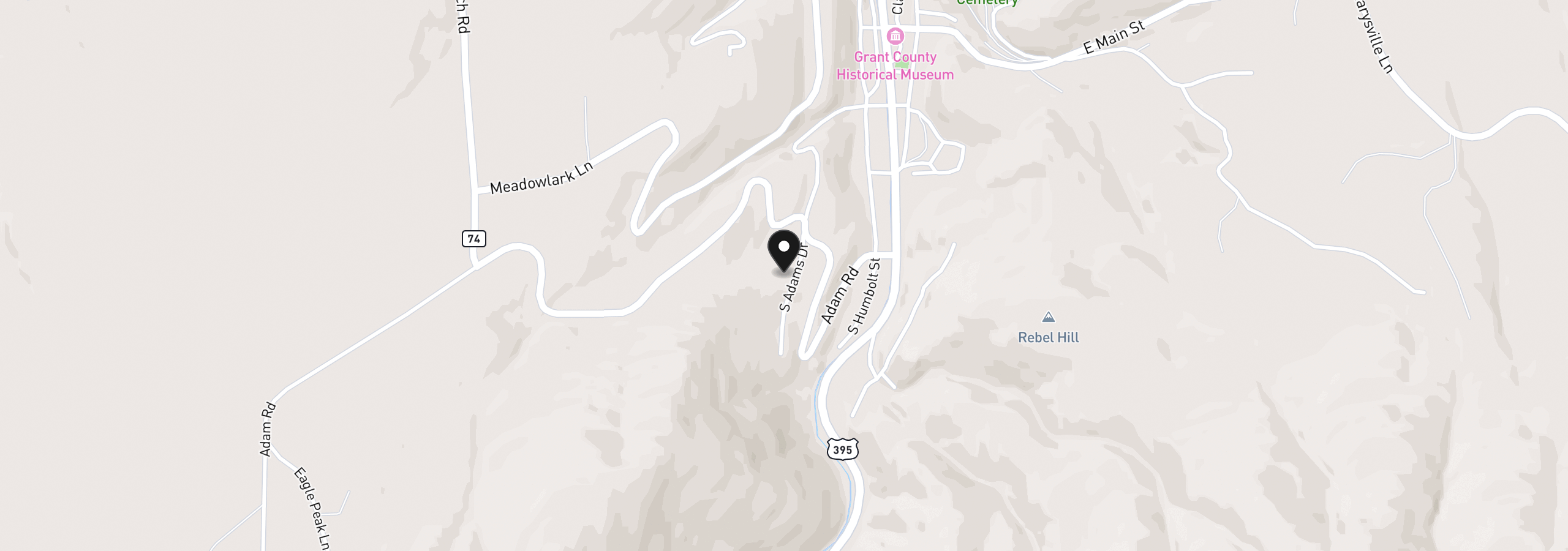 Map showing the location of 306 Adam Dr, Canyon City, OR 97820