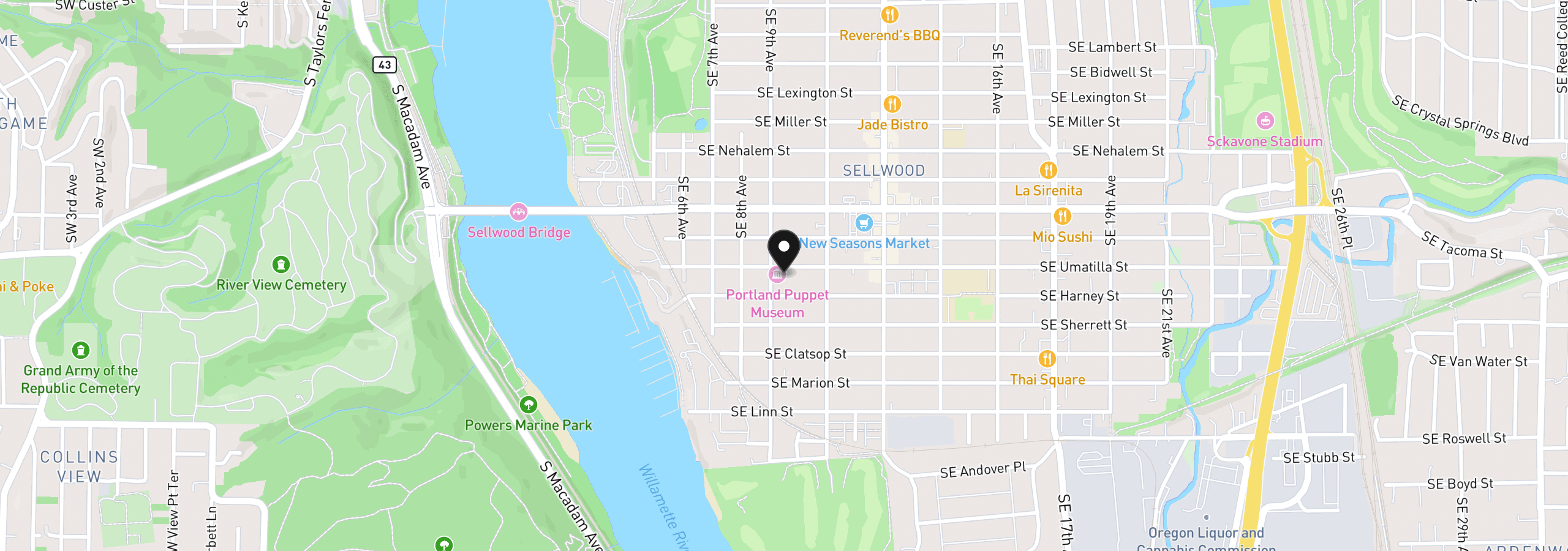 Map showing the location of 914 SE Umatilla St, Portland, OR 97202