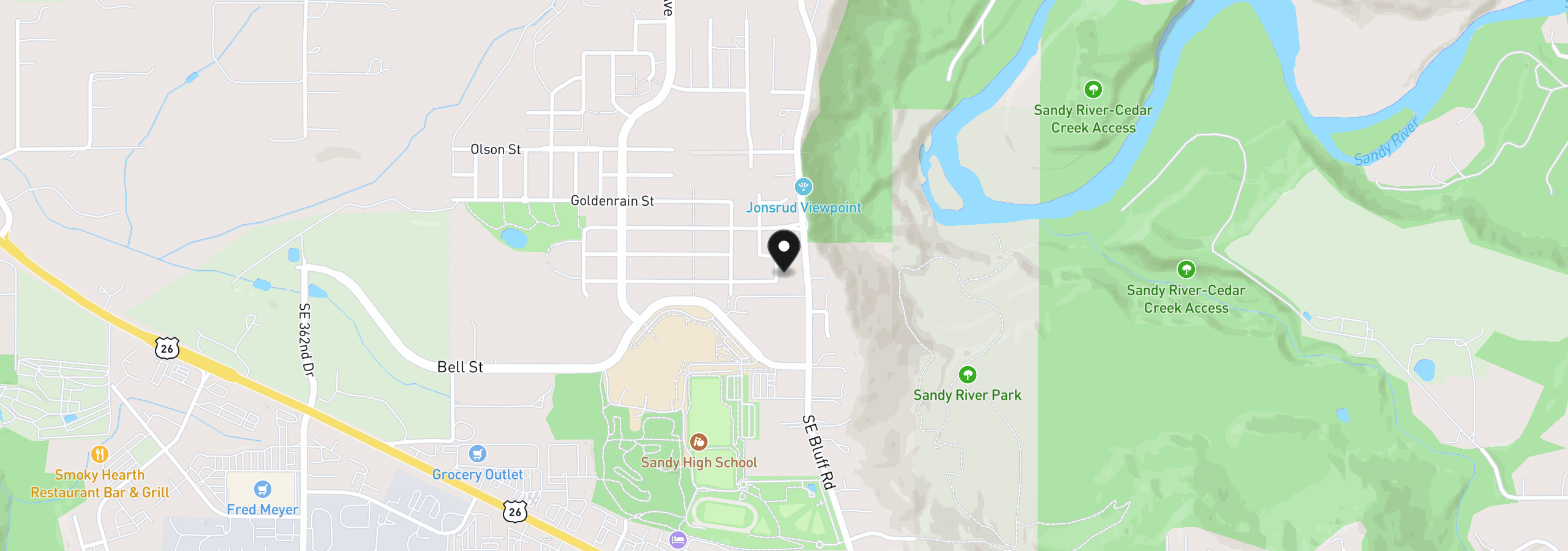 Map showing the location of 15946 Dreamcatcher Ave, Sandy, OR 97055