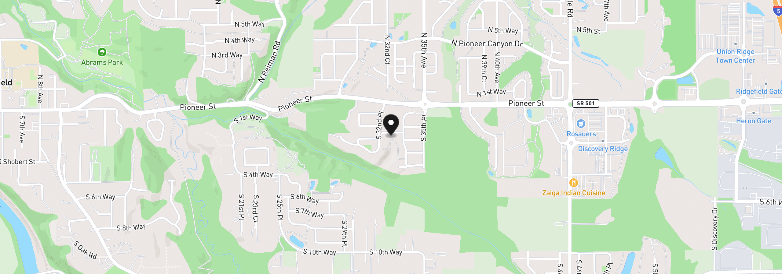 Map showing the location of 3309 S 2nd Way, Ridgefield, Wa 98642