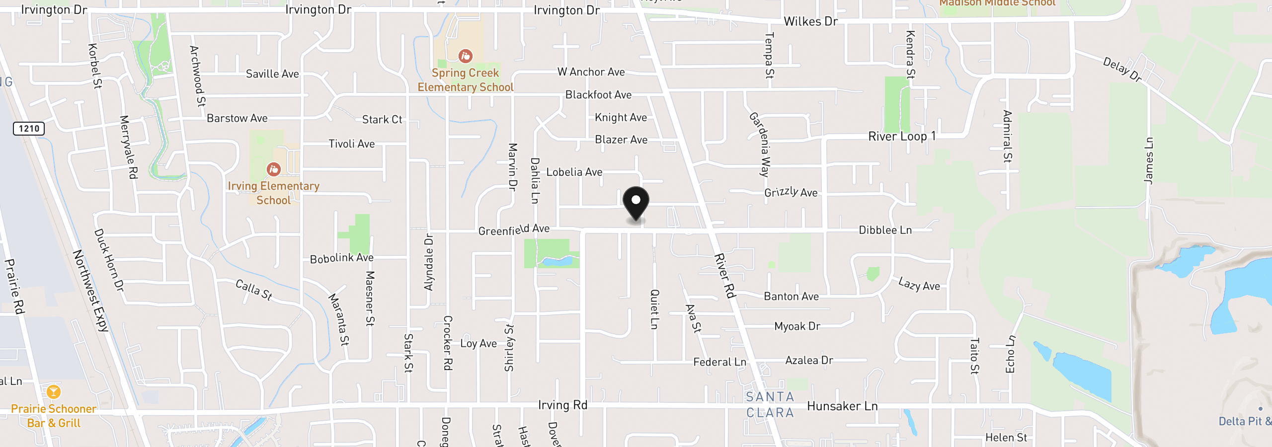 Map showing the location of 185 Ferndale Dr, Eugene, OR 97404