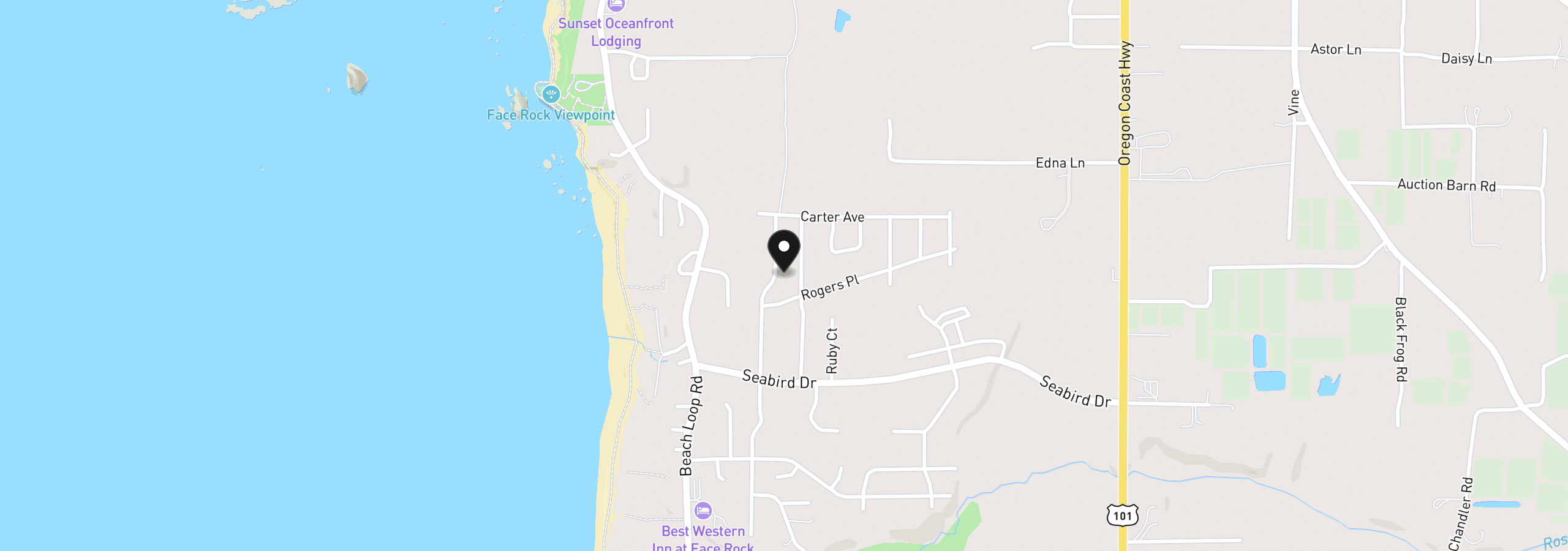 Map showing the location of 2732 Lincoln Ave 500&200, Bandon, OR 97411