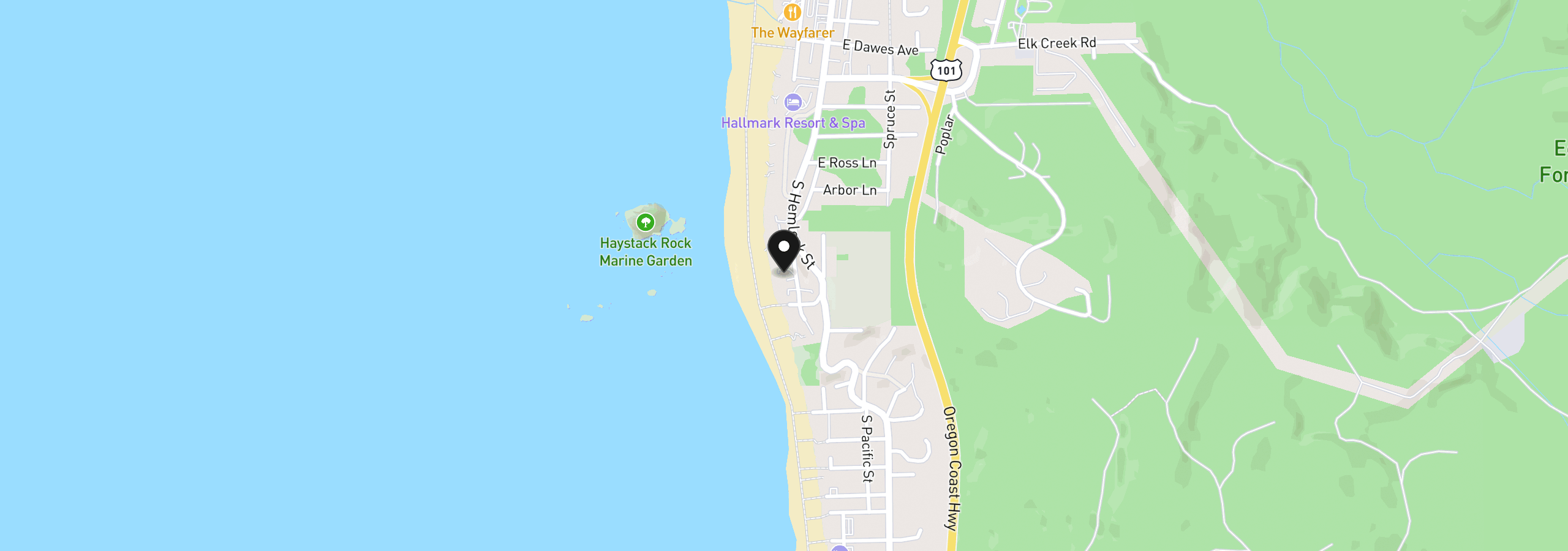 Map showing the location of 1880 Pacific St, Cannon Beach, OR 97110