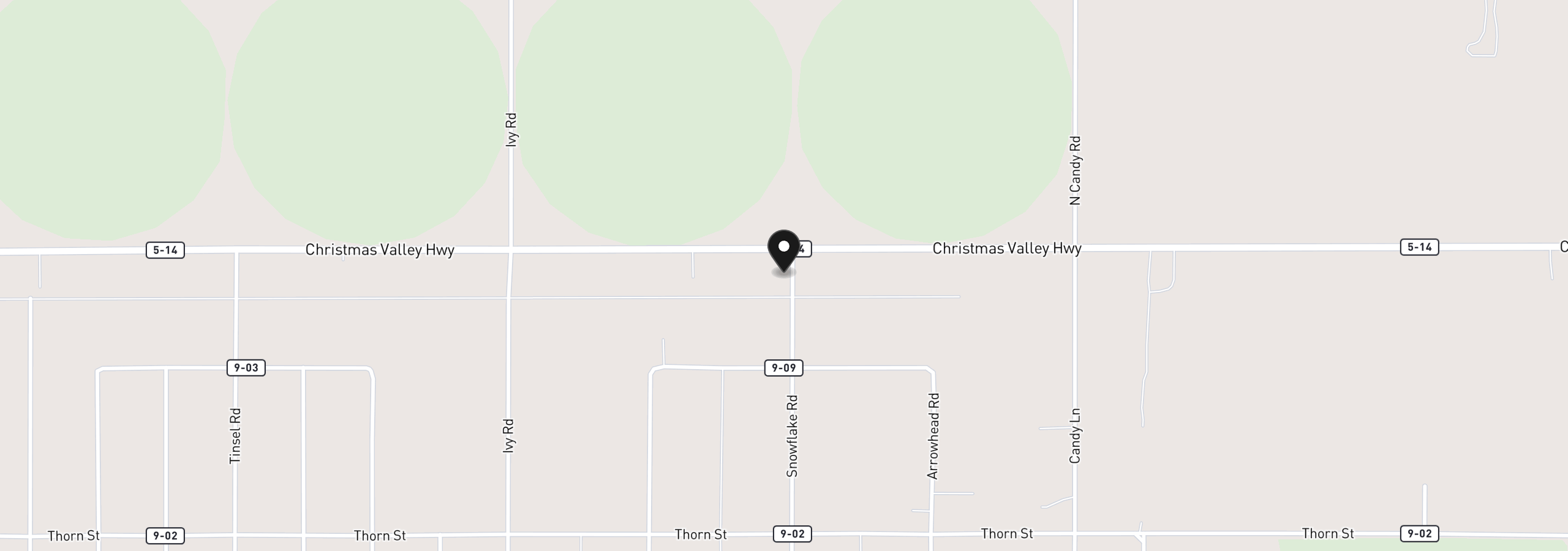 Map showing the location of 57250 Snowflake Rd, Christmas Valley, OR 97641