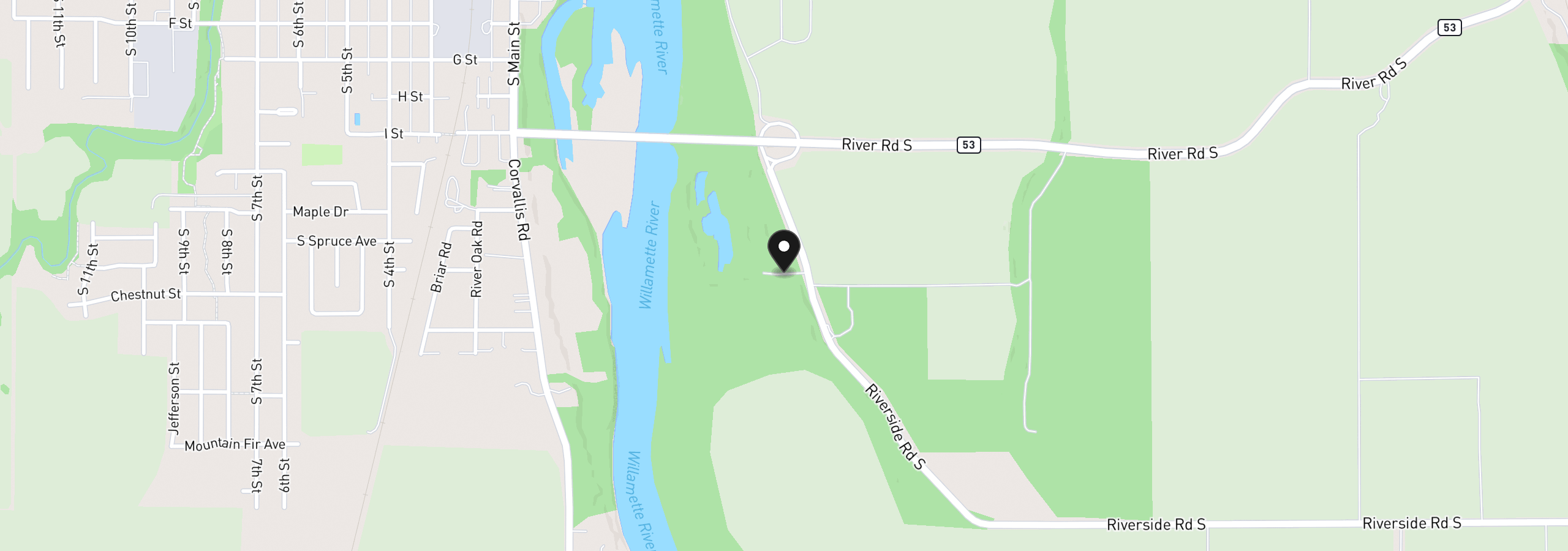 Map showing the location of S Riverside Drive, Salem, OR 97306