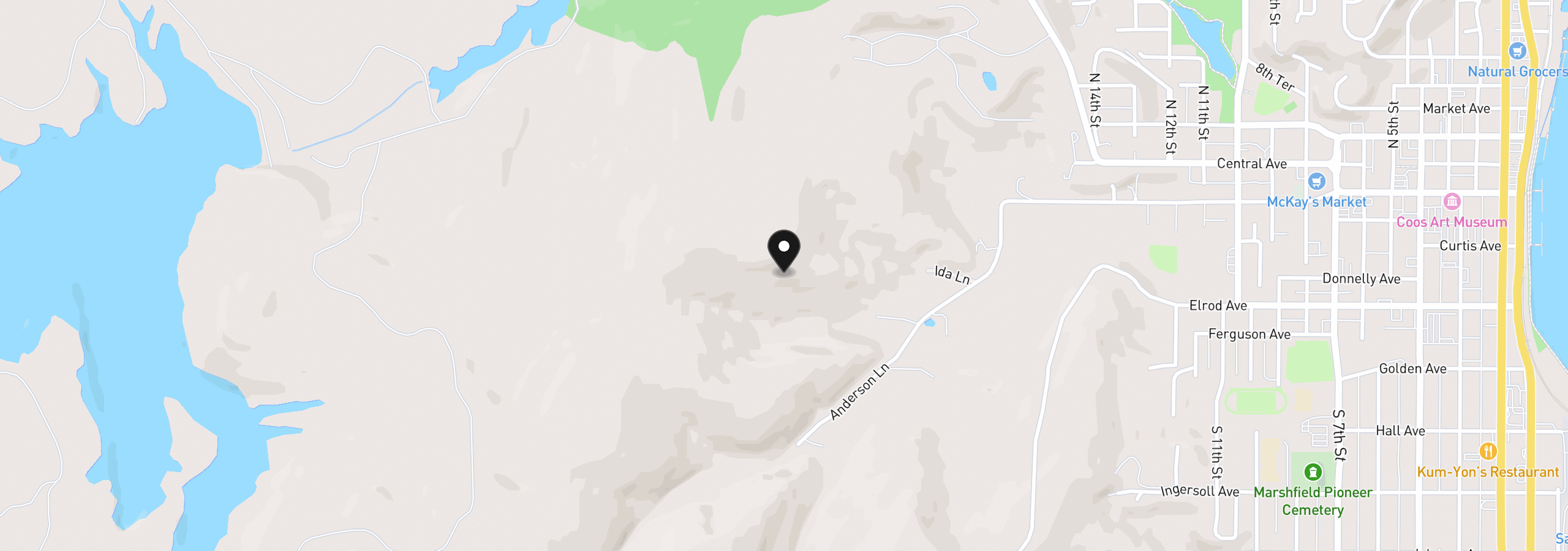 Map showing the location of 0 Fawn Ln, Coos Bay, OR 97420