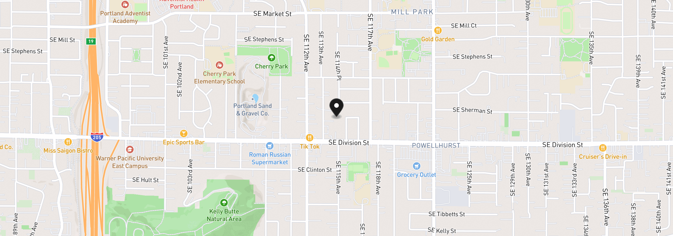 Map showing the location of 2340 SE 113th Ave, Portland, OR 97216