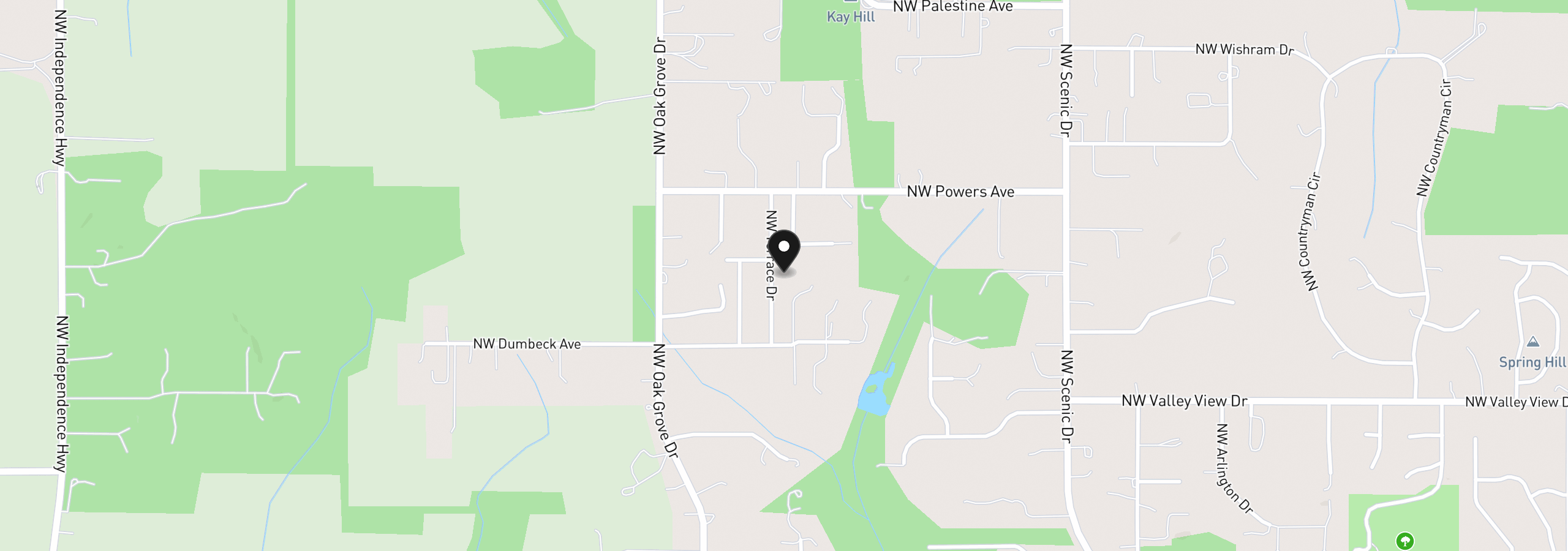 Map showing the location of 3457 NW Terrace Dr, Albany, OR 97321