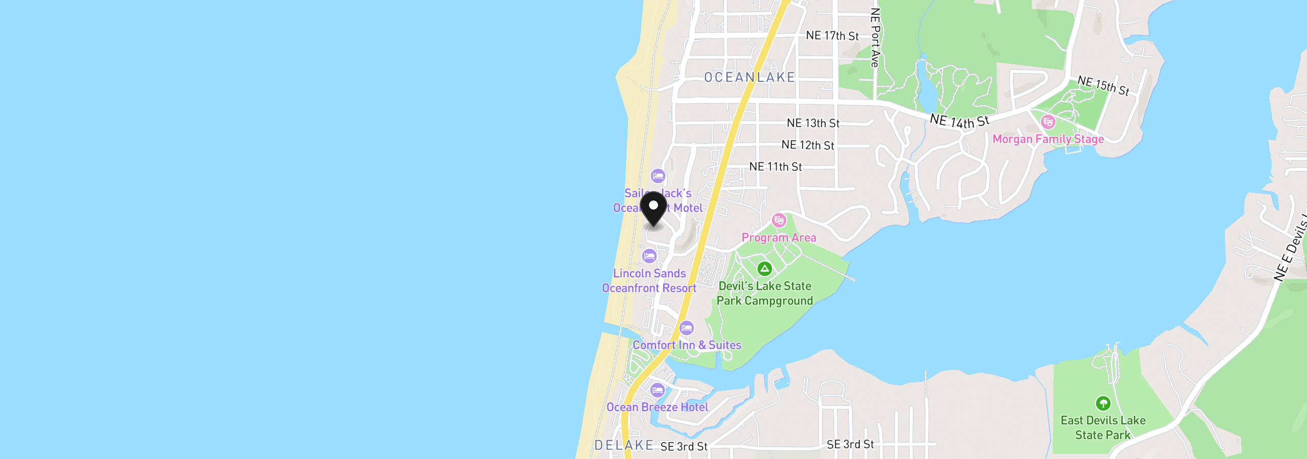 Map showing the location of 1068 NW 6th Ct, Lincoln City, OR 97367