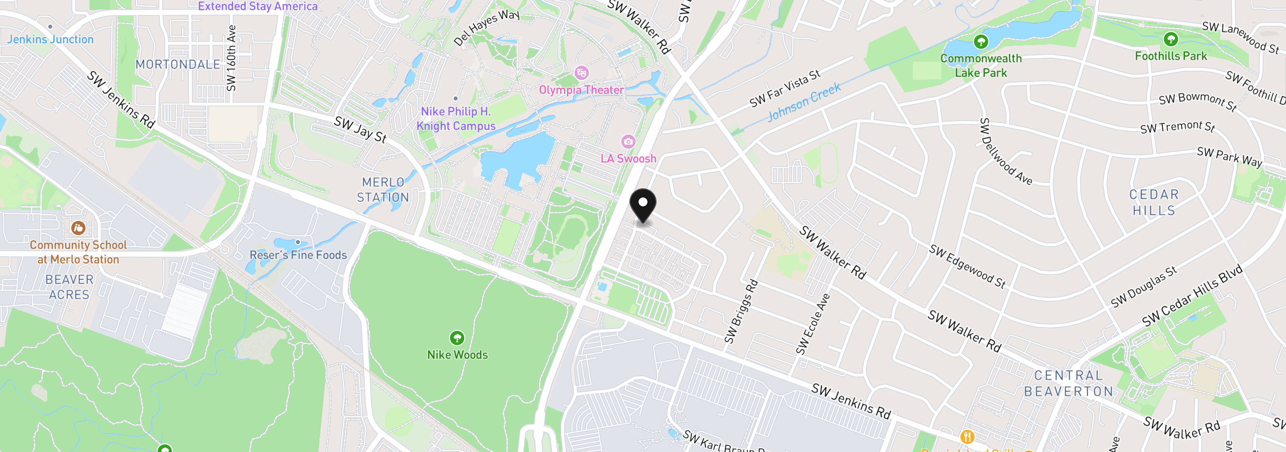Map showing the location of 14323 SW Compass Dr, Beaverton, OR 97005