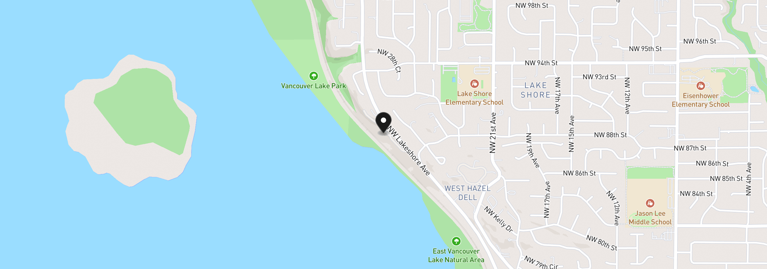 Map showing the location of 8816 NW Lakeshore Ave, Vancouver, Wa 98665