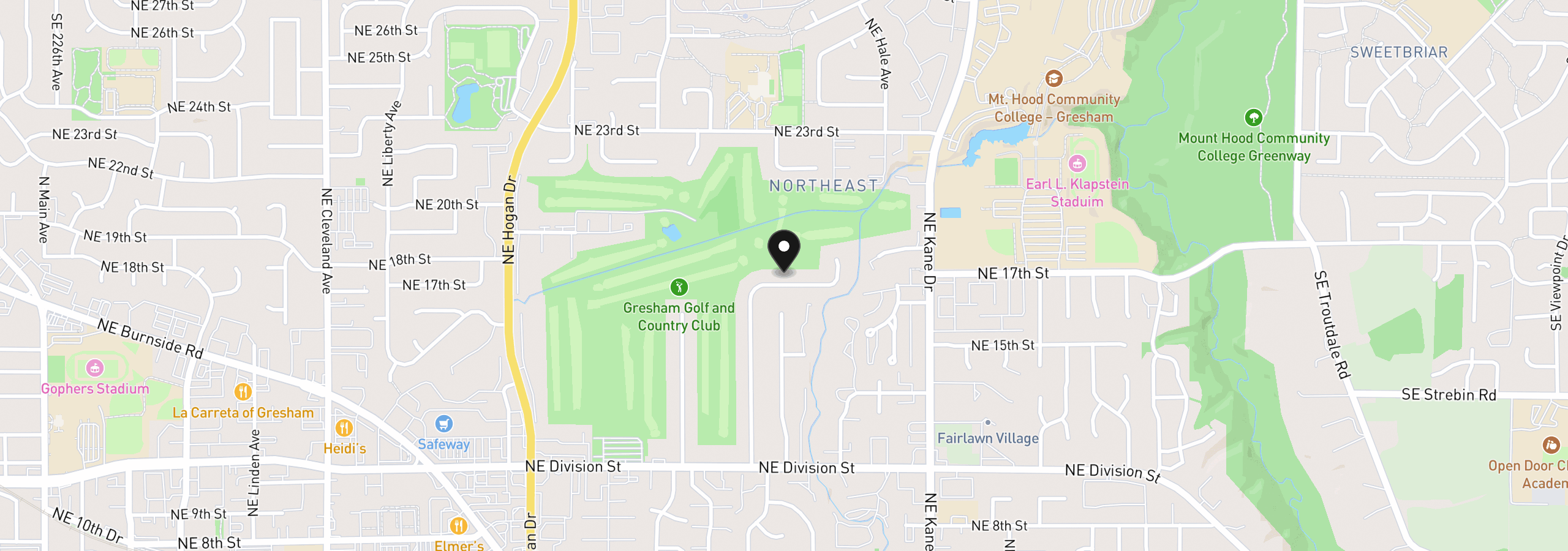 Map showing the location of 2645 NE 17th St, Gresham, OR 97030