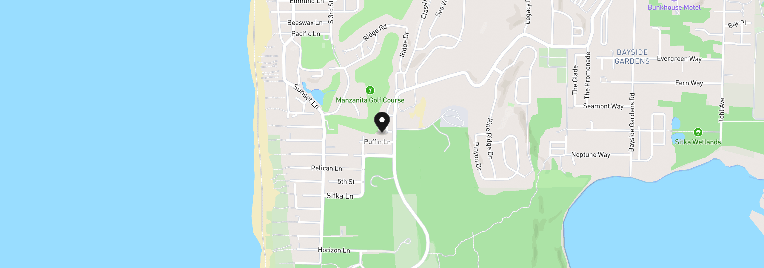 Map showing the location of Fairway Ct 6, Manzanita, OR 97130