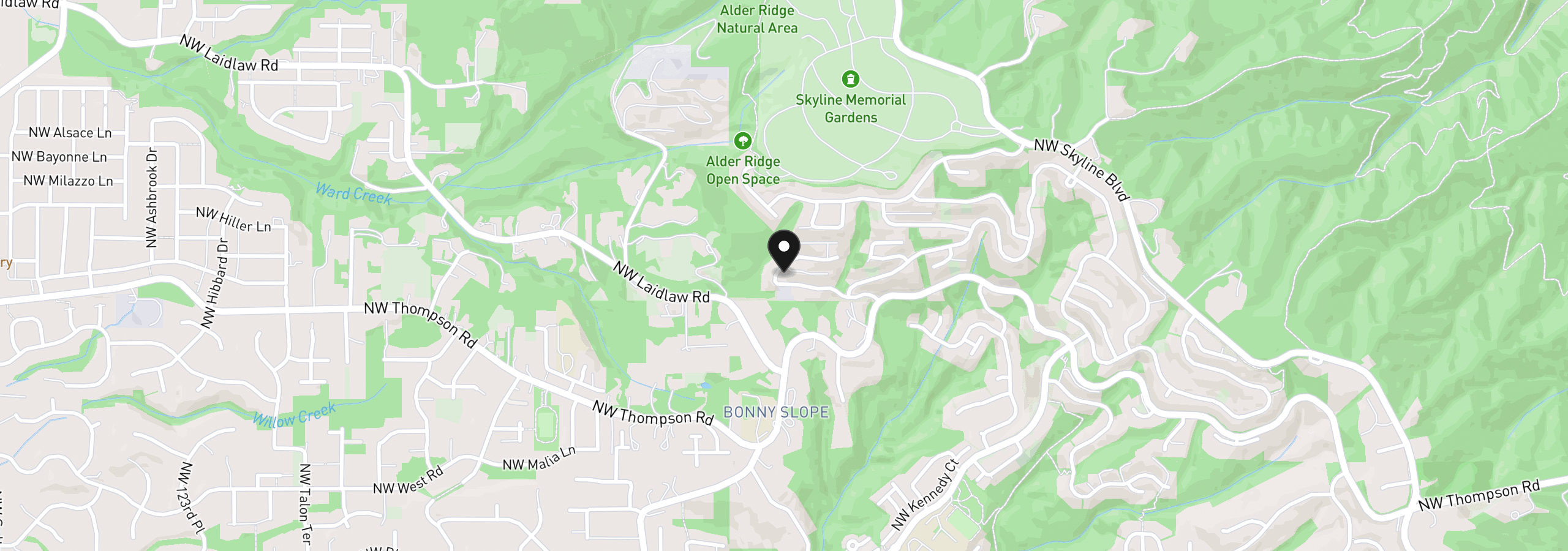 Map showing the location of 10225 NW Langworthy Ter, Portland, OR 97229