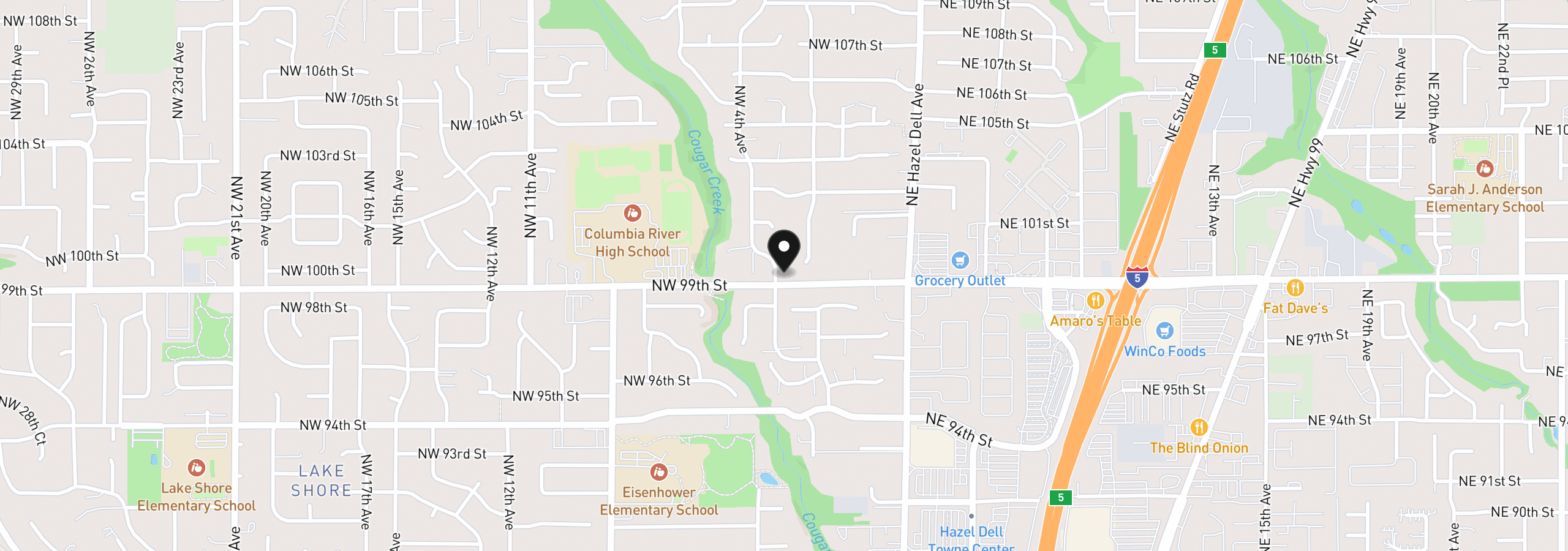 Map showing the location of 9905 NW 4th Ave, Vancouver, Wa 98685