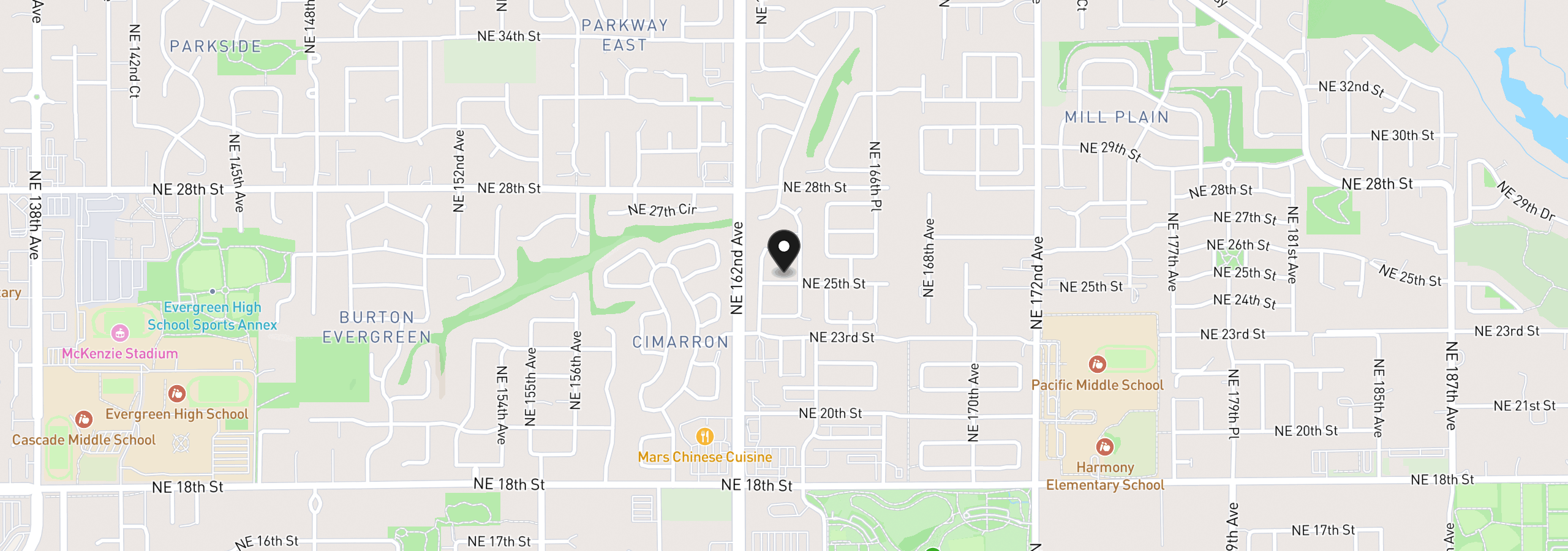 Map showing the location of 16310 NE 25th St, Vancouver, Wa 98684
