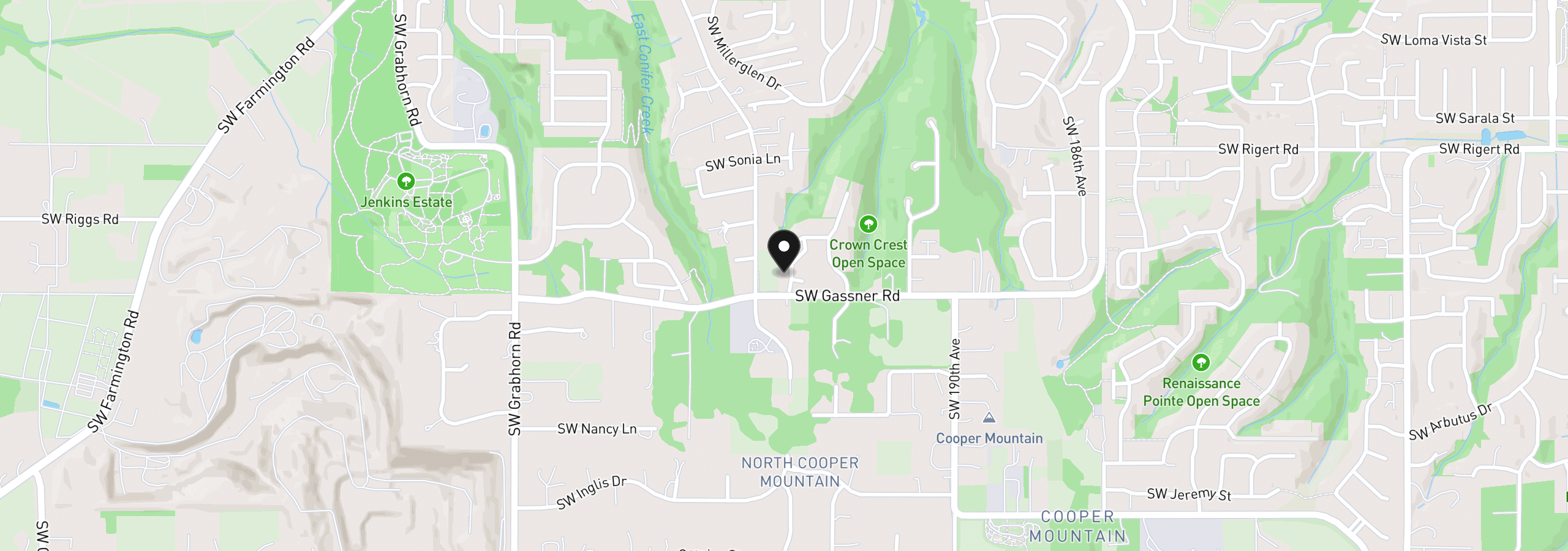 Map showing the location of 8445 SW 195th Pl, Beaverton, OR 97007