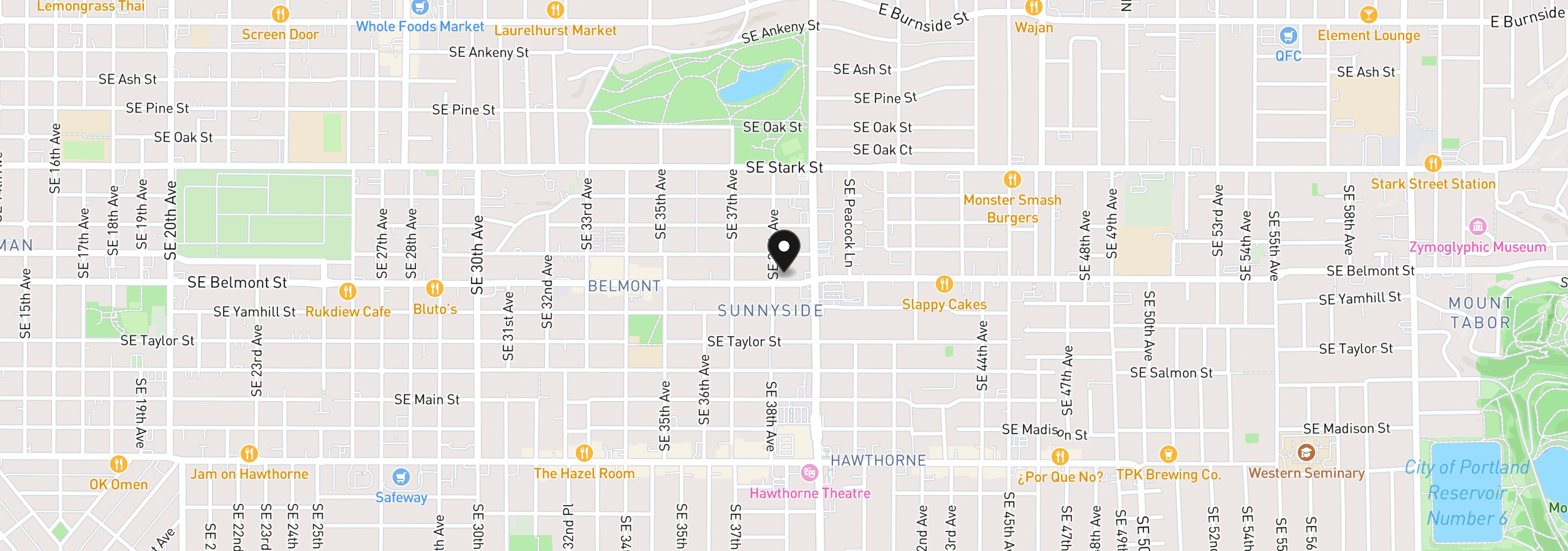 Map showing the location of 838 SE 38th Ave 209, Portland, OR 97214