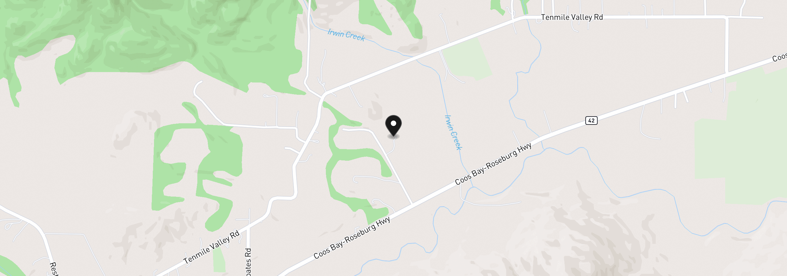 Map showing the location of 307 Towhee Ln, Tenmile, OR 97481