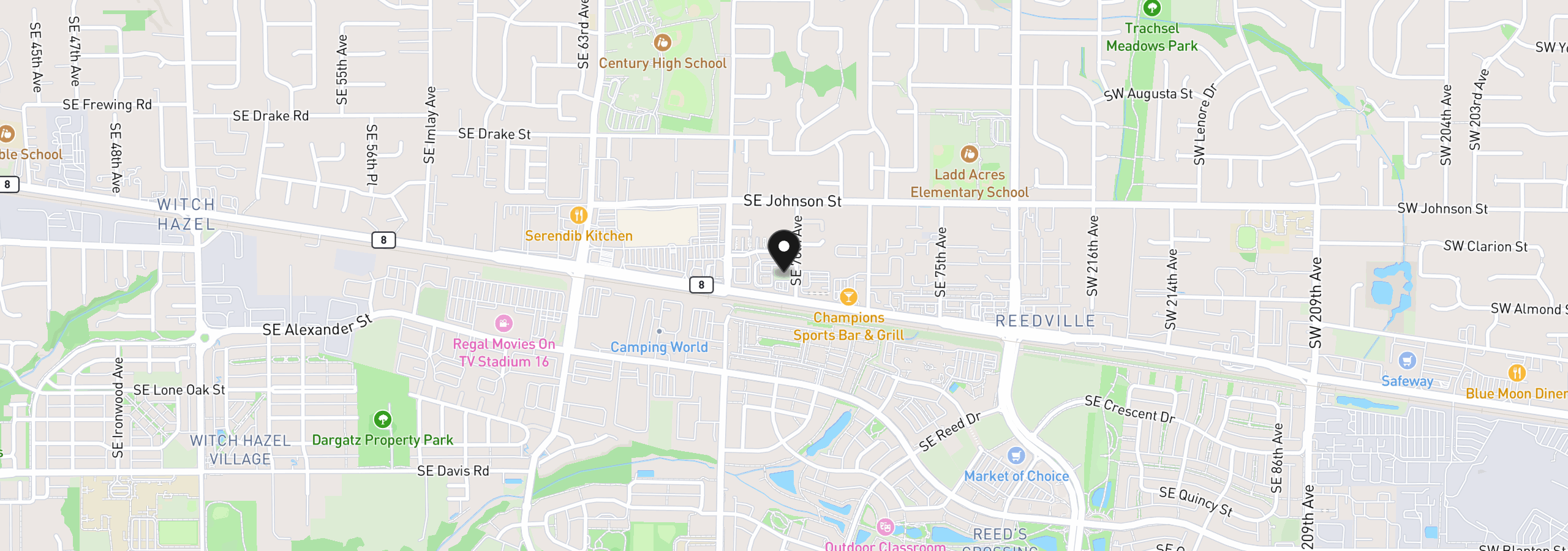 Map showing the location of SE 70th Ave, Hillsboro, OR 97123