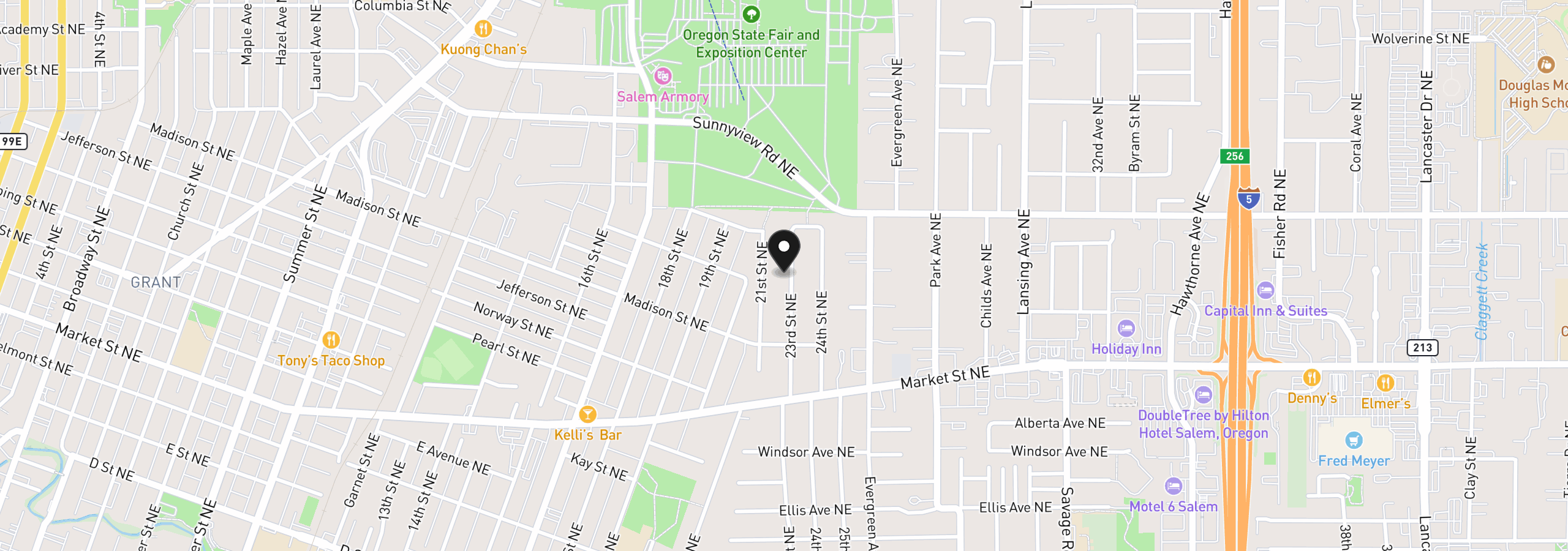 Map showing the location of 1915 23rd St NE, Salem, OR 97301