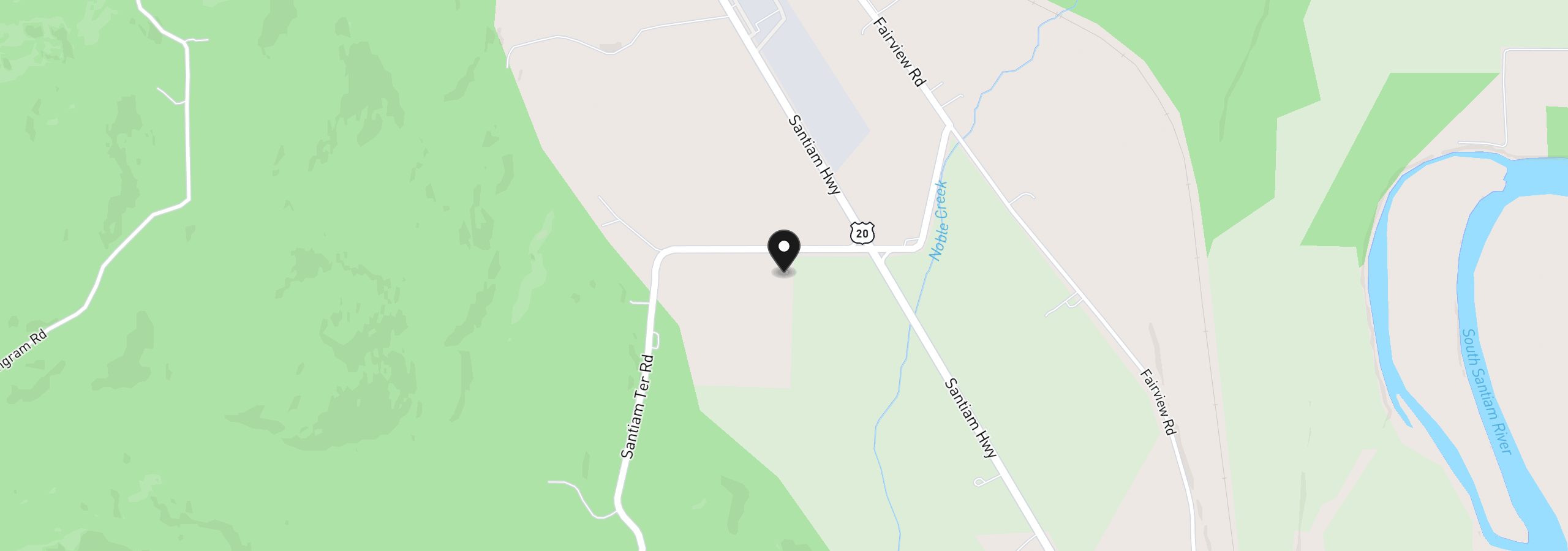 Map showing the location of 29727 Santiam Terrace Rd, Lebanon, OR 97355