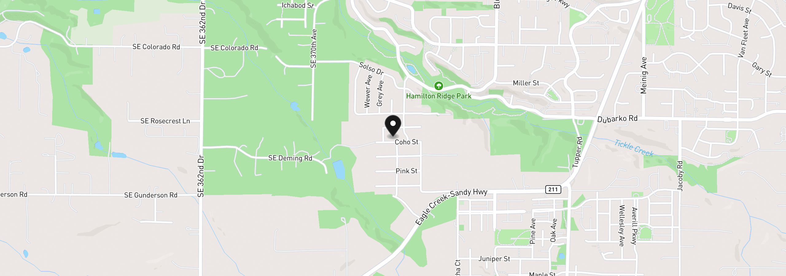 Map showing the location of 37413 Coho St, Sandy, OR 97055
