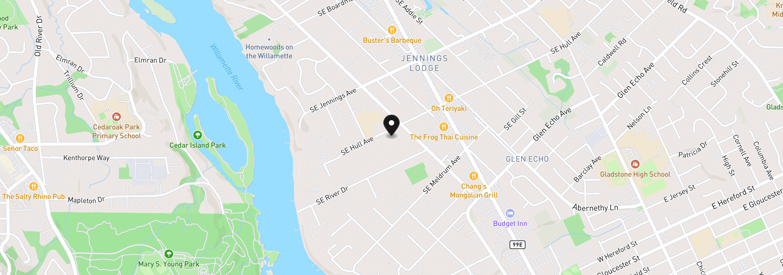 Map showing the location of 4616 SE Hull Ave, Milwaukie, OR 97267