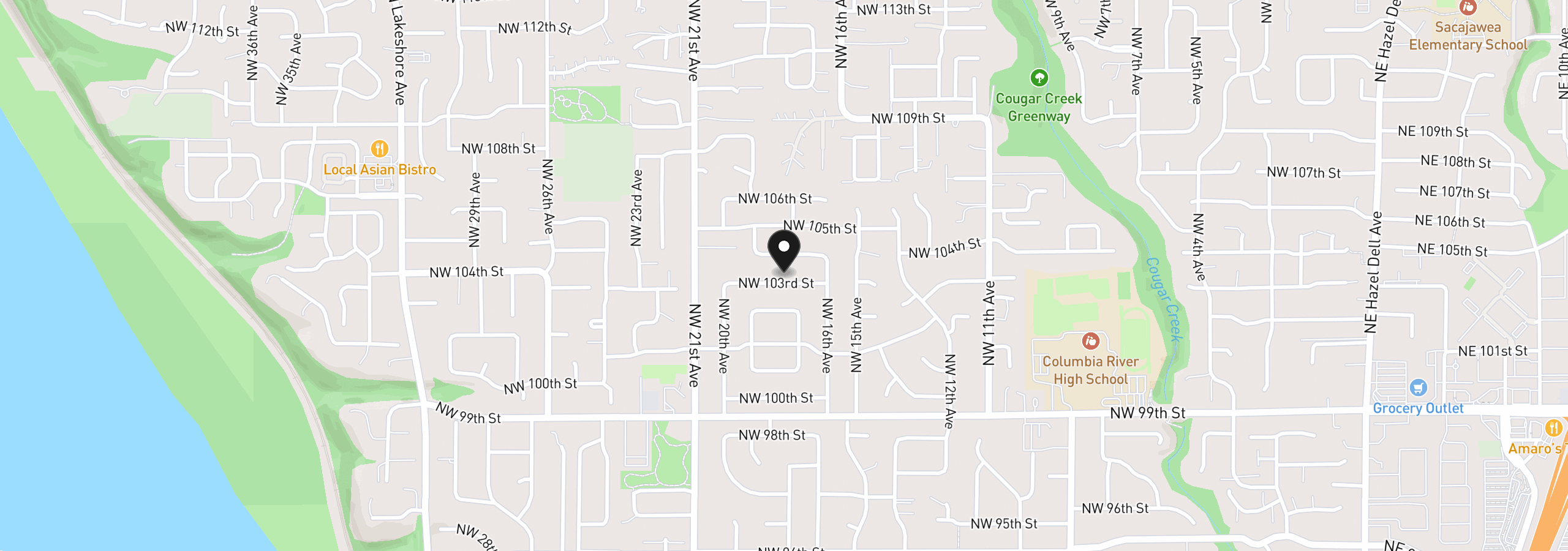 Map showing the location of 1720 NW 103rd St, Vancouver, Wa 98685