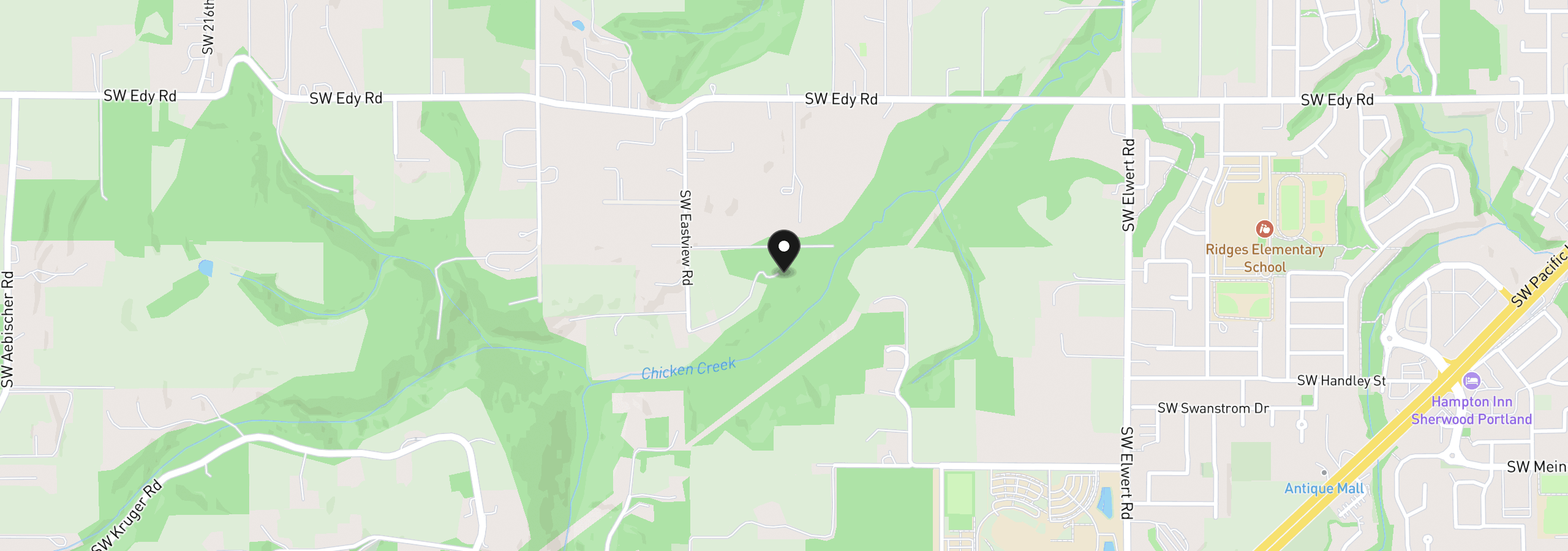 Map showing the location of 21520 SW Eastview Rd, Sherwood, OR 97140