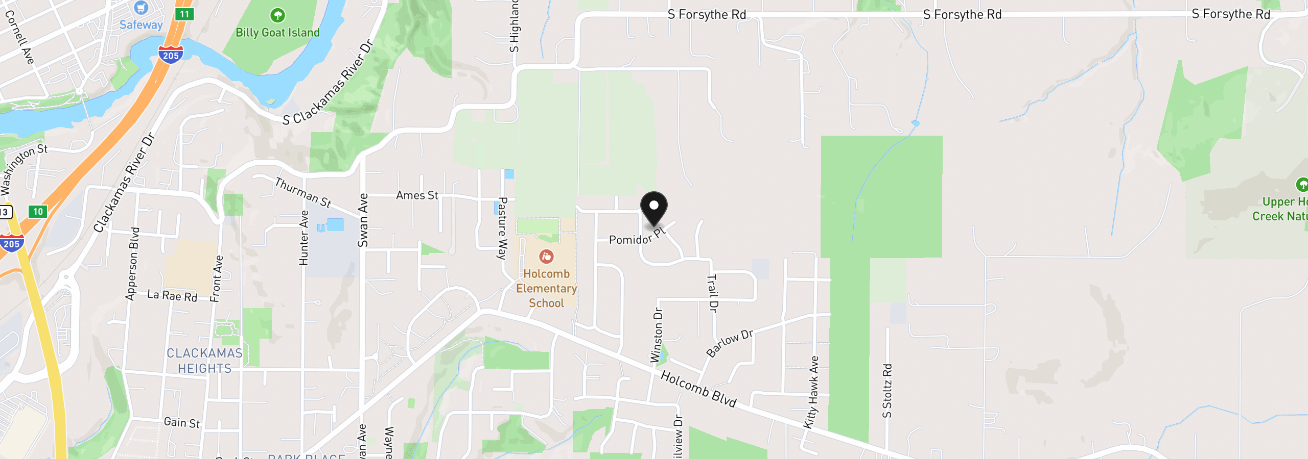 Map showing the location of 15001 Pomidor Pl, Oregon City, OR 97045