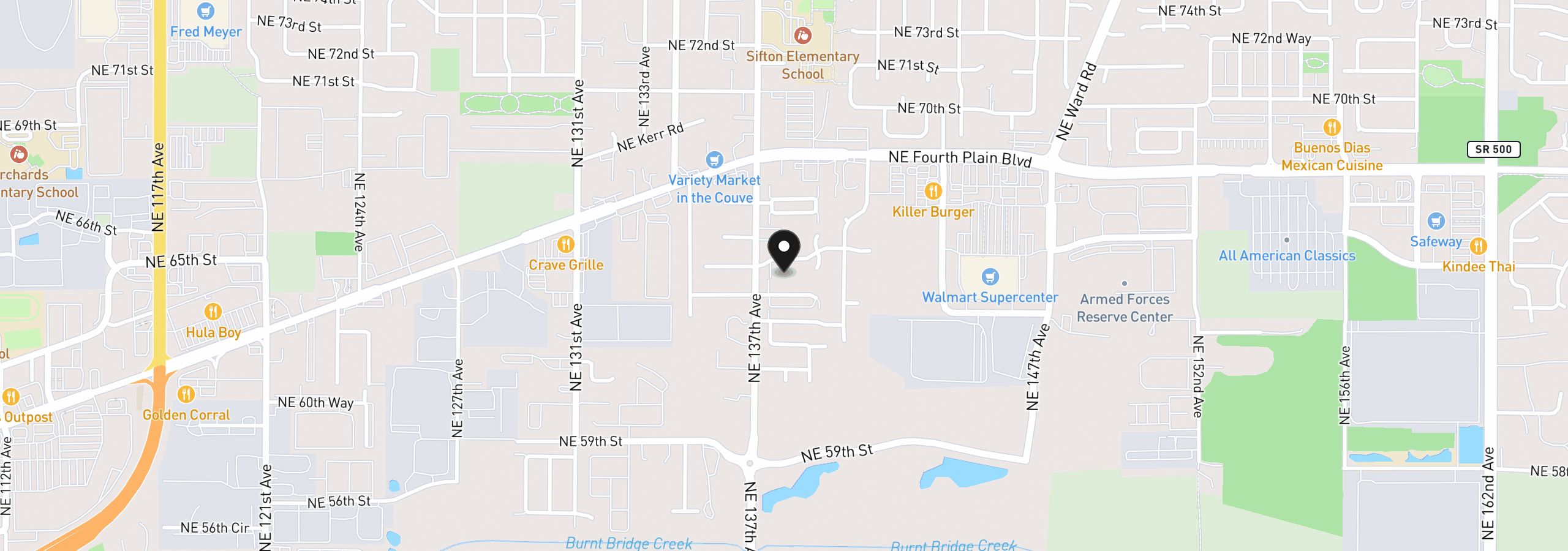 Map showing the location of 13803 NE 65th St, Vancouver, Wa 98682