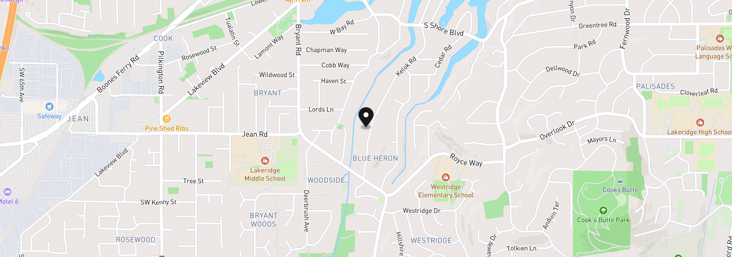 Map showing the location of 17763 Kelok Rd, Lake Oswego, OR 97034