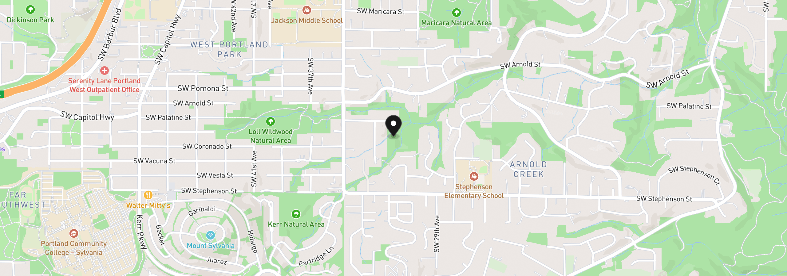Map showing the location of Levy Code 001, Portland, OR 97219